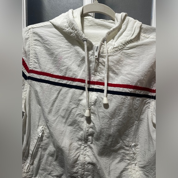 ⭐️SOLD⭐️ JGalt Cropped White with Red and Blue Stripes Windbreaker - Picture 5 of 15